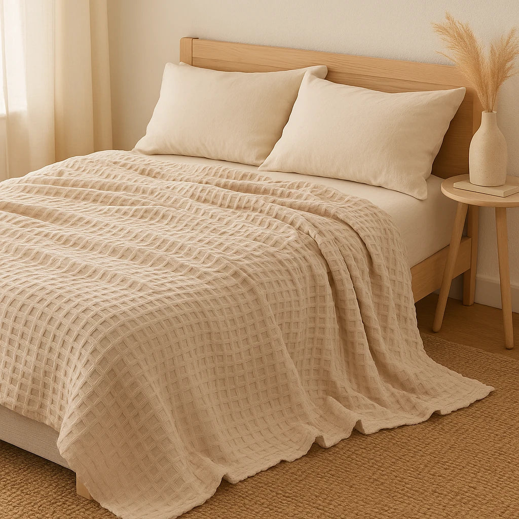 Plaid Beige En Coton Bohème Chic-Déco Bohème