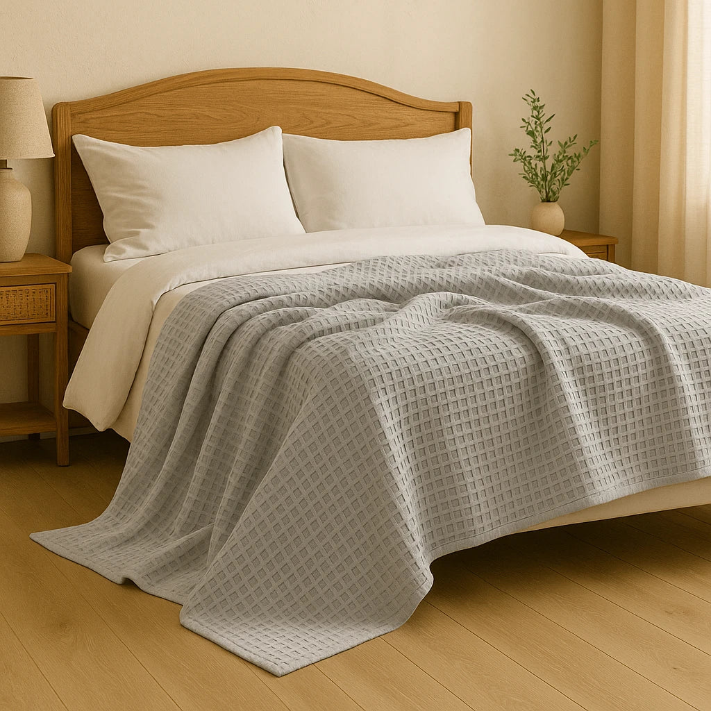 Plaid Gris En Coton Bohème Chic-Déco Bohème