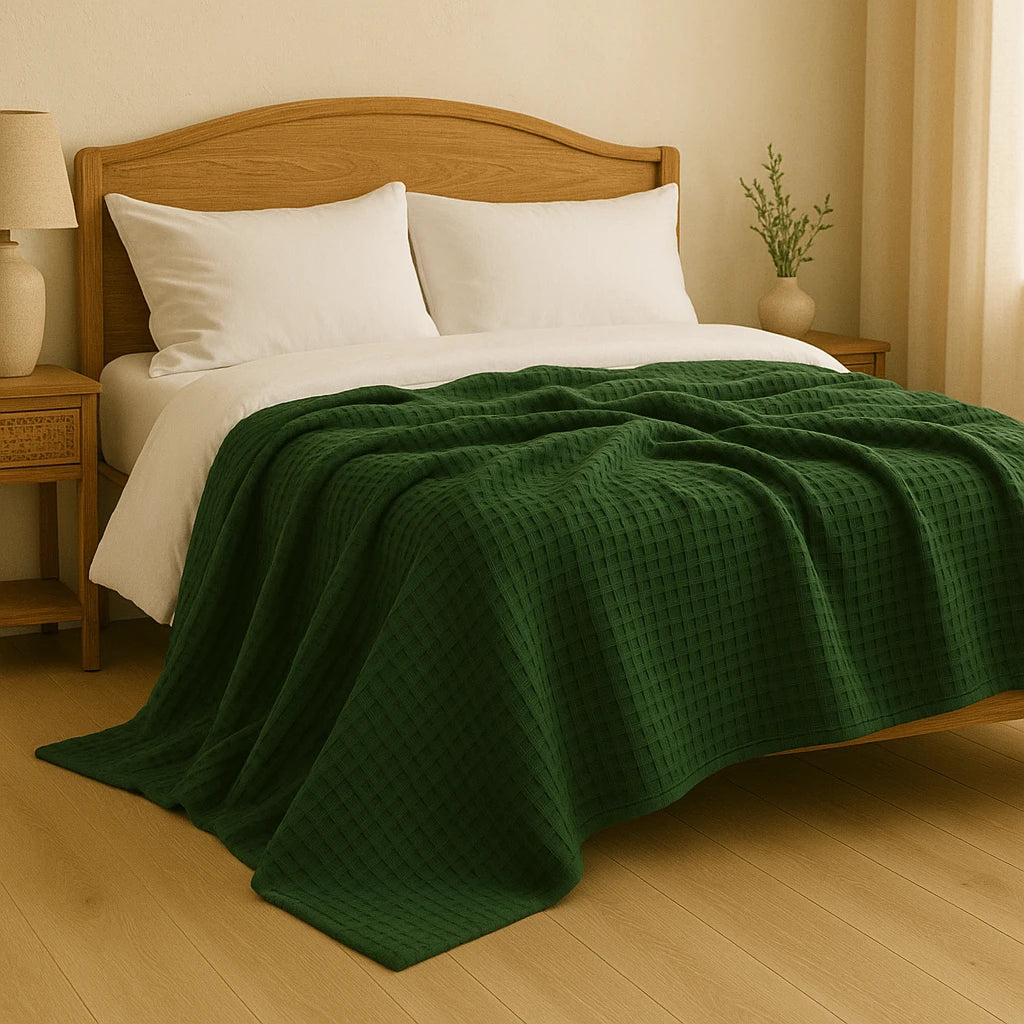Plaid Vert En Coton Bohème Chic-Déco Bohème