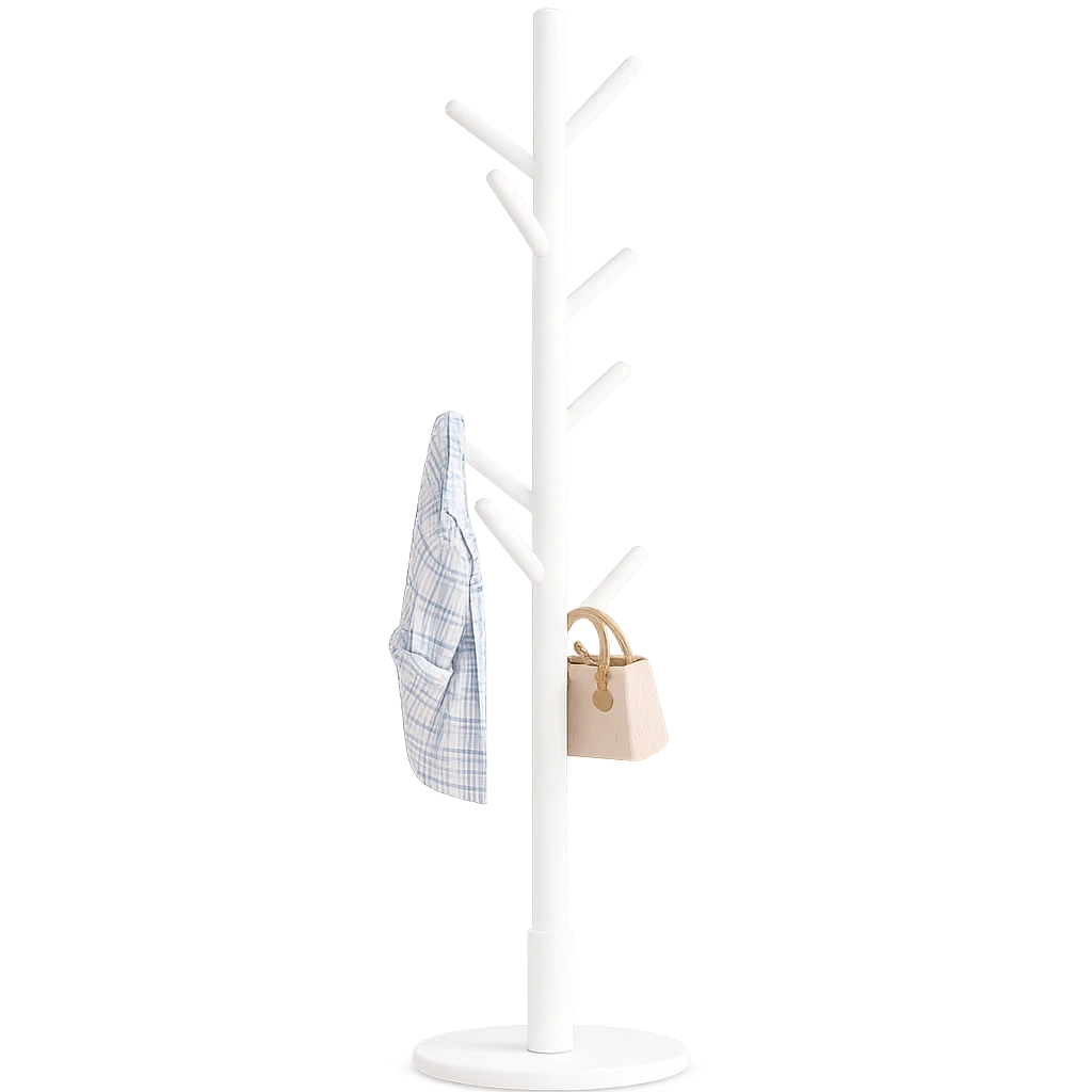 Porte Manteau Blanc sur pied 172x38 cm-Déco Bohème