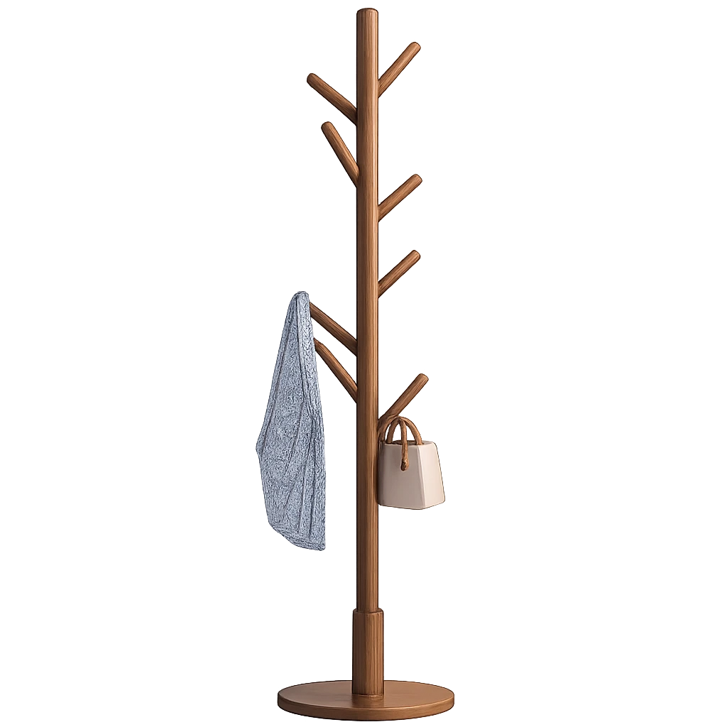 Porte Manteau Marron sur Pied 172x38 cm-Déco Bohème