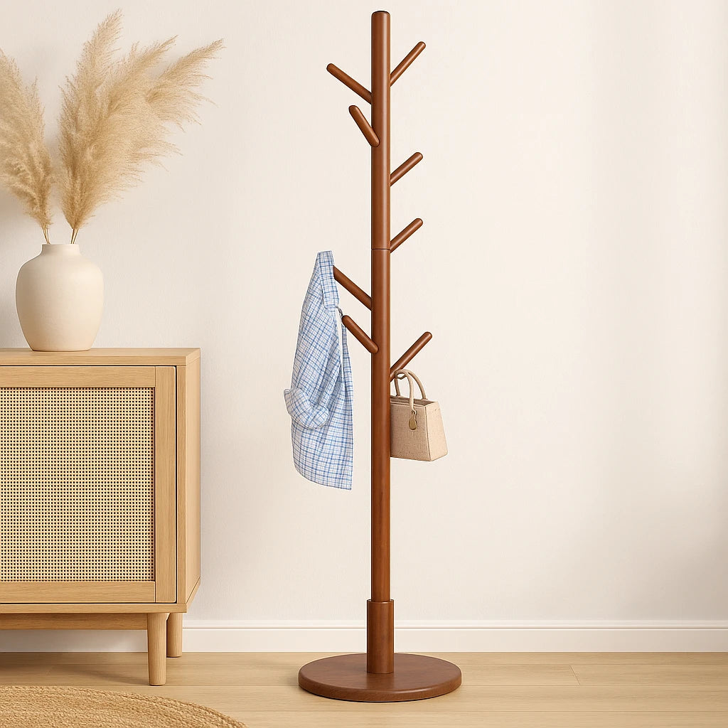Porte Manteau Marron sur Pied 172x38 cm-Déco Bohème