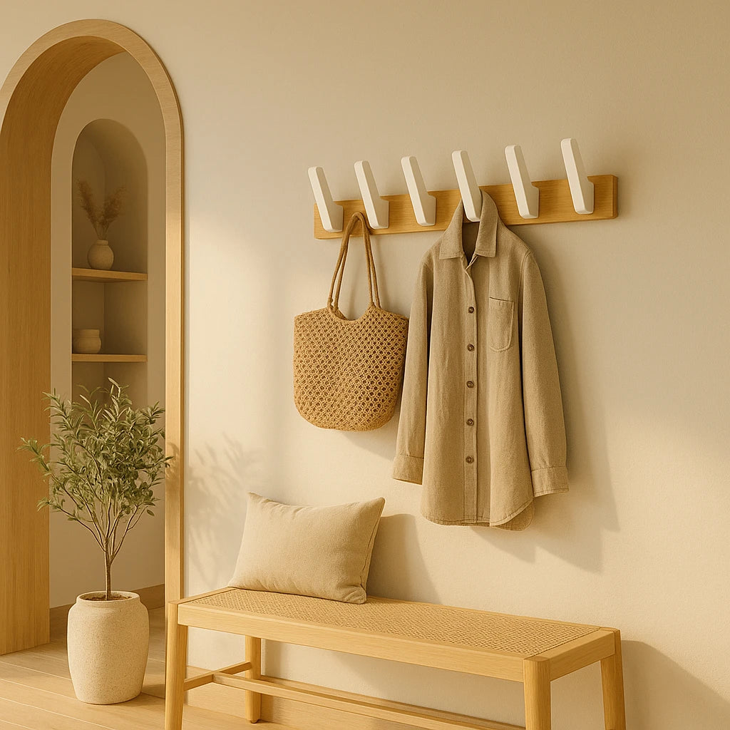 Porte Manteaux Mural En Bois Massif Design-Déco Bohème