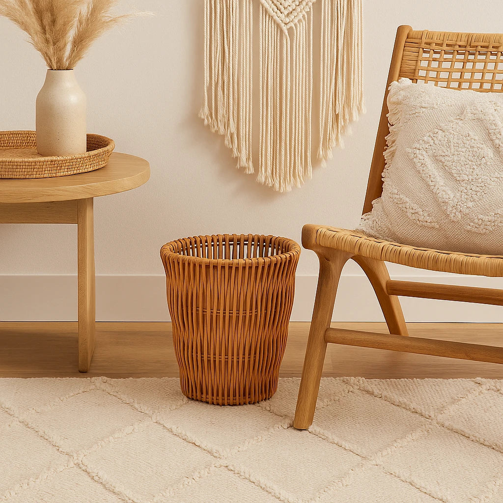 Poubelle En Rotin, Panier Tressé Osier 25x25x28cm-Déco Bohème