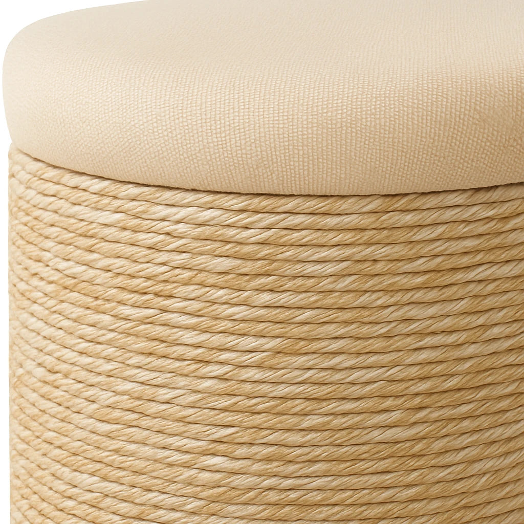 Pouf Bas En Imitation Rotin 40x41cm-Déco Bohème
