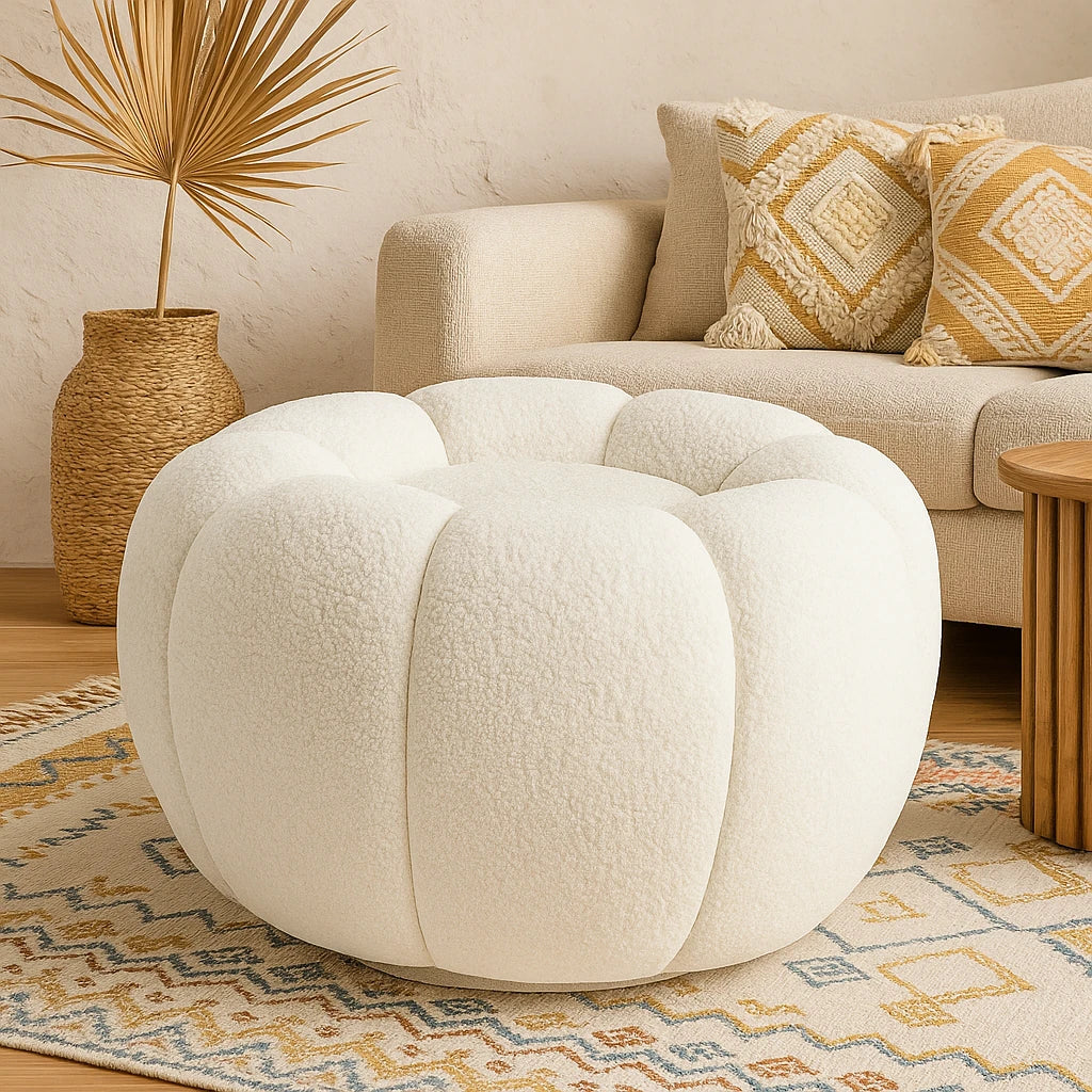 Pouf Citrouille Doux En Peau De Mouton-Déco Bohème