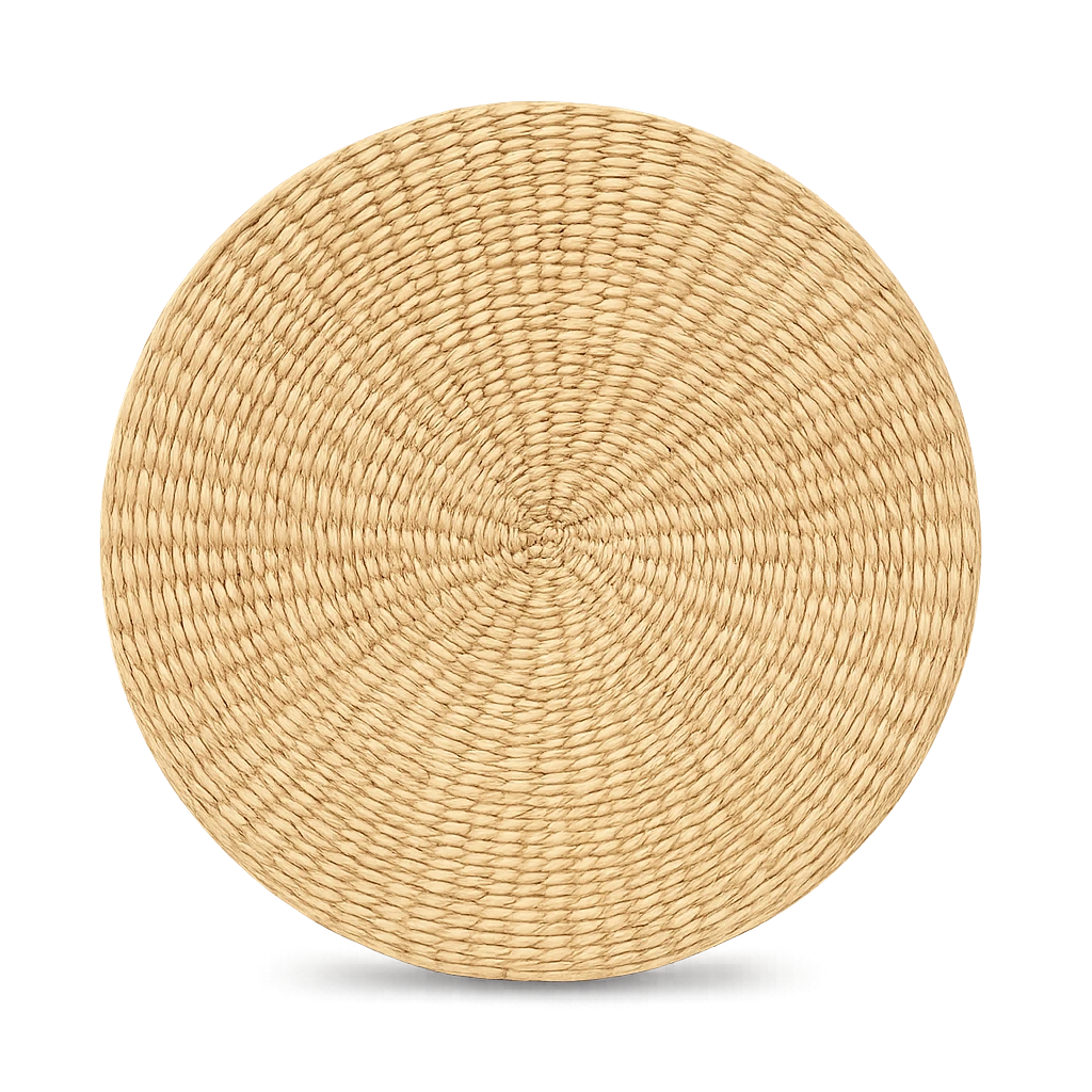 Pouf Rond En Paille Naturelle Tissée 40cm-Déco Bohème