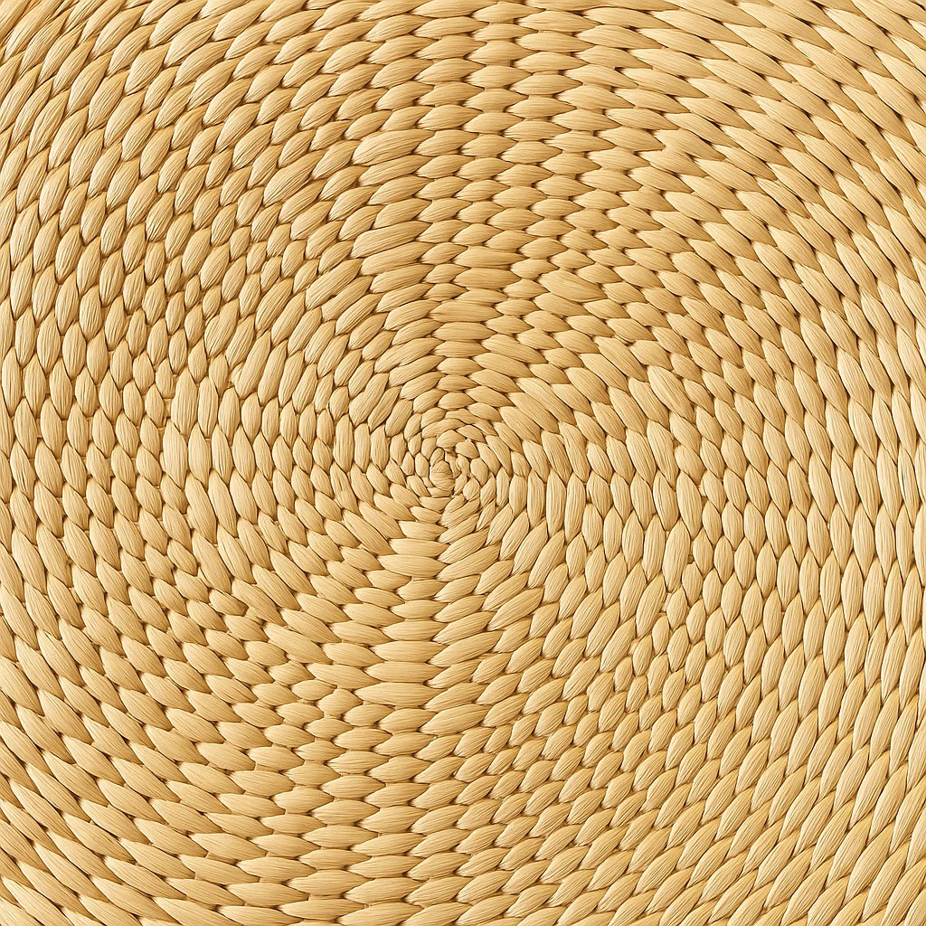 Pouf Rond En Paille Naturelle Tissée 40cm-Déco Bohème
