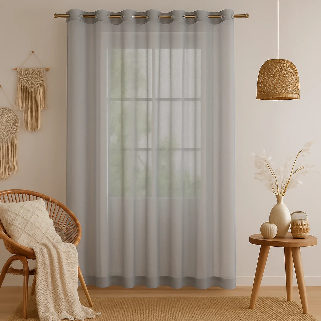 Rideaux Transparents Gris Clair Super Doux-Déco Bohème