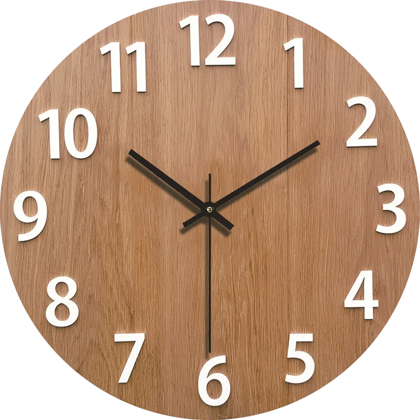 Horloge en Bois Chiffre Blanc en Relief Design Bohème