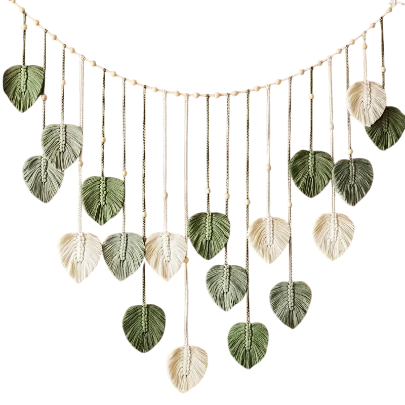 Suspension Murale Macramé Bohème à Feuilles