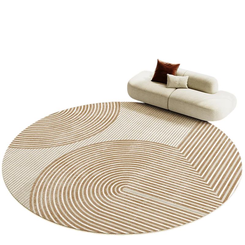 Tapis Salon Rond Japonais Rayé Antidérapant Lavable
