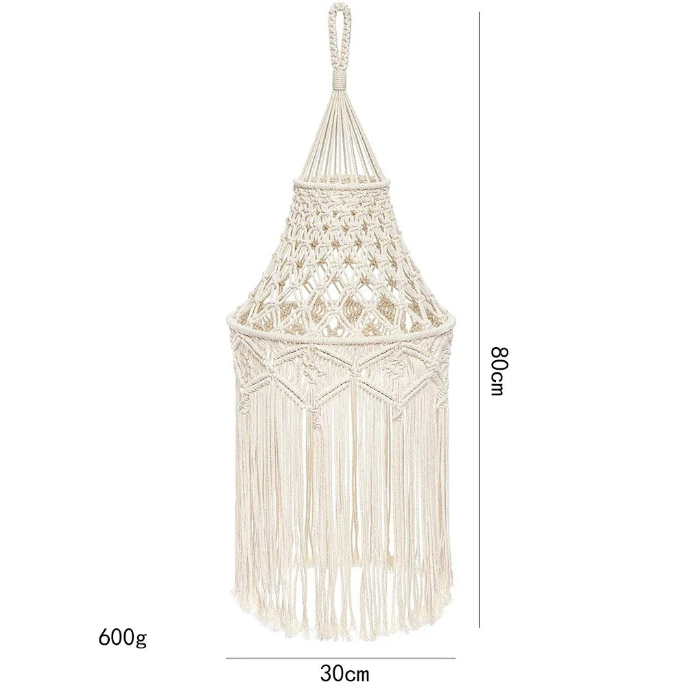 Nordic Handmade Hanging Lamp Cover Macrame Light Shade Chandelier  Cotton Rope Chic Boho Decor Lampshade Tapestry Woven Room-Déco Bohème