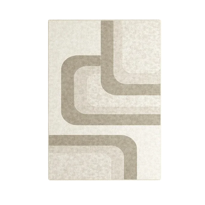 Tapis Salon Beige Lignes Bohèmes