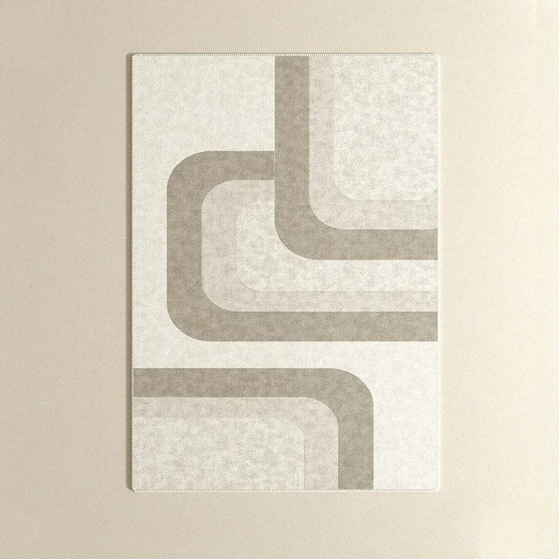 Tapis Salon Beige Lignes Bohèmes