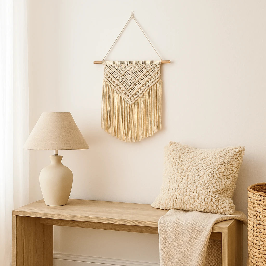 Suspension Murale Macramé Bohème Chic en Coton-Déco Bohème