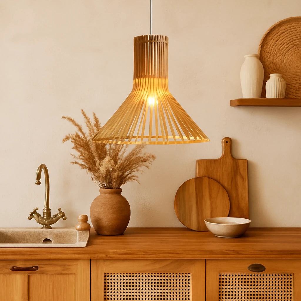 Suspension Nordique Rétro En Bois Massif 42x45cm-Déco Bohème