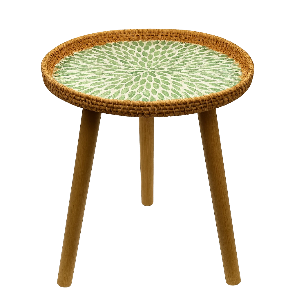 Table De Bout Ronde En Rotin-Déco Bohème