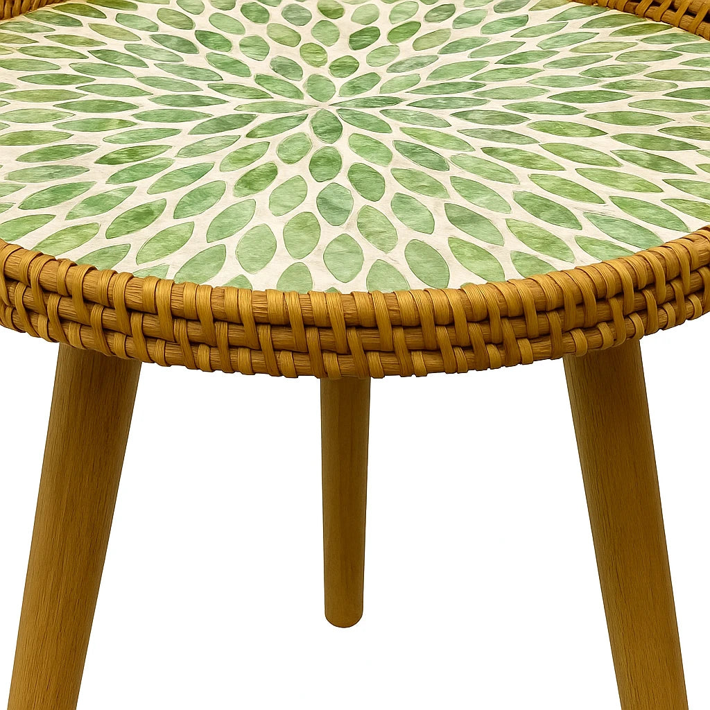Table De Bout Ronde En Rotin-Déco Bohème