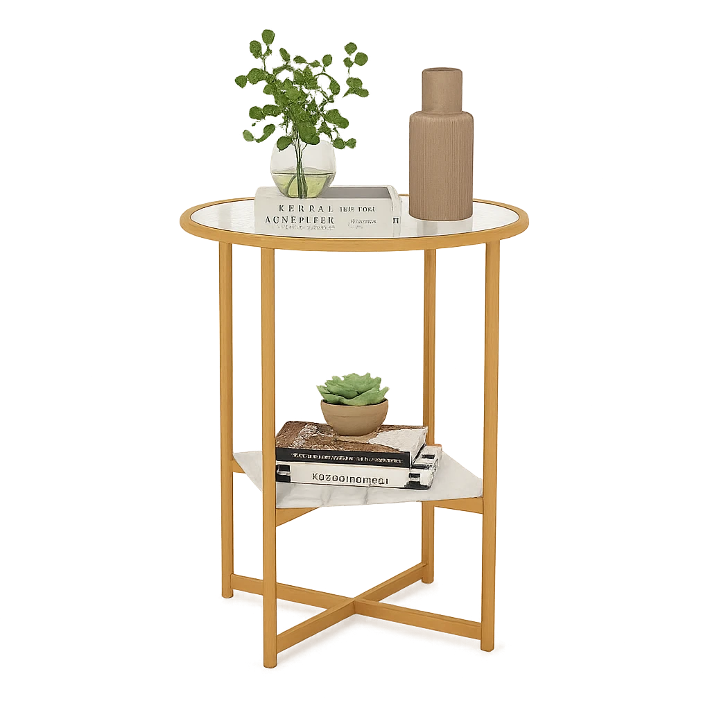 Table d'Appoint Ronde en Verre Trempé 60x50cm-Déco Bohème