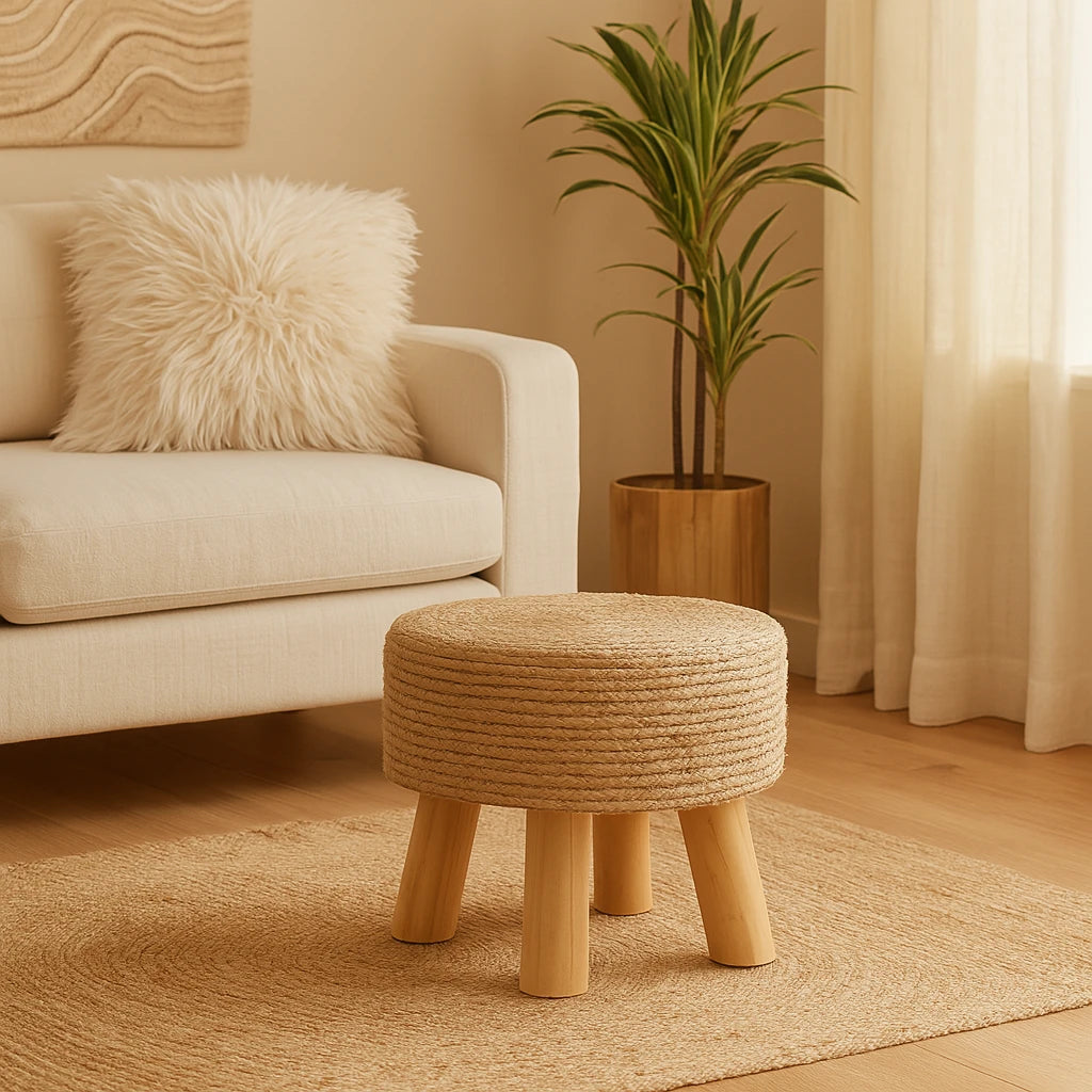 Tabouret Bohème Naturel Tressé-Déco Bohème
