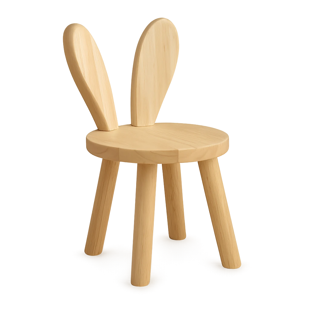 Tabouret Enfant En Bois Forme Lapin-Déco Bohème