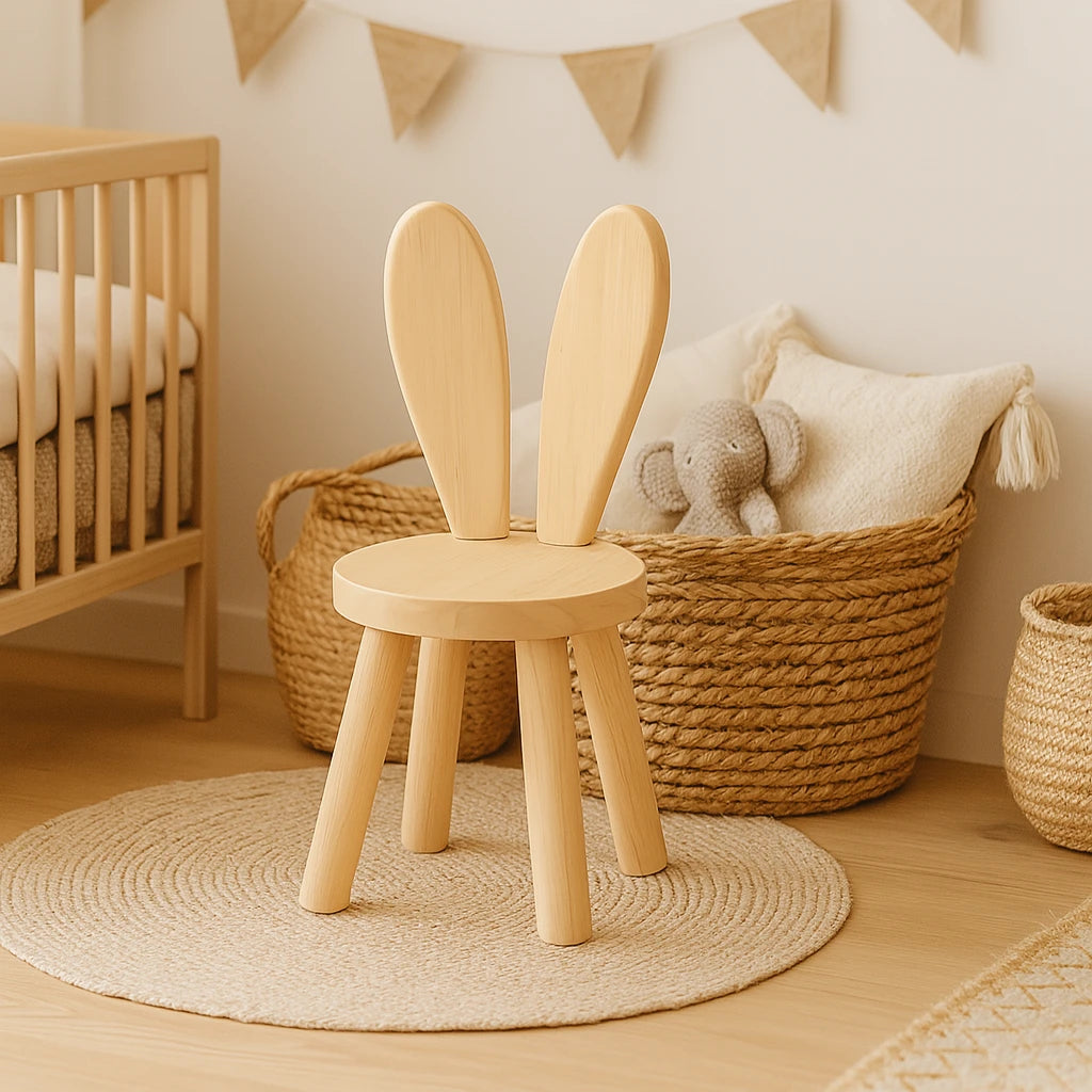 Tabouret Enfant En Bois Forme Lapin-Déco Bohème