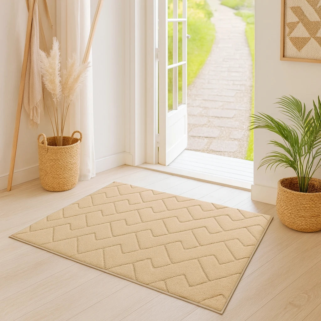 Tapis D’Entrée Microfibre Beige Ultra Absorbant-Déco Bohème