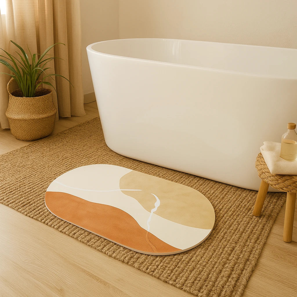 Tapis De Bain Absorbant Antidérapant Soléna Ovale-Déco Bohème