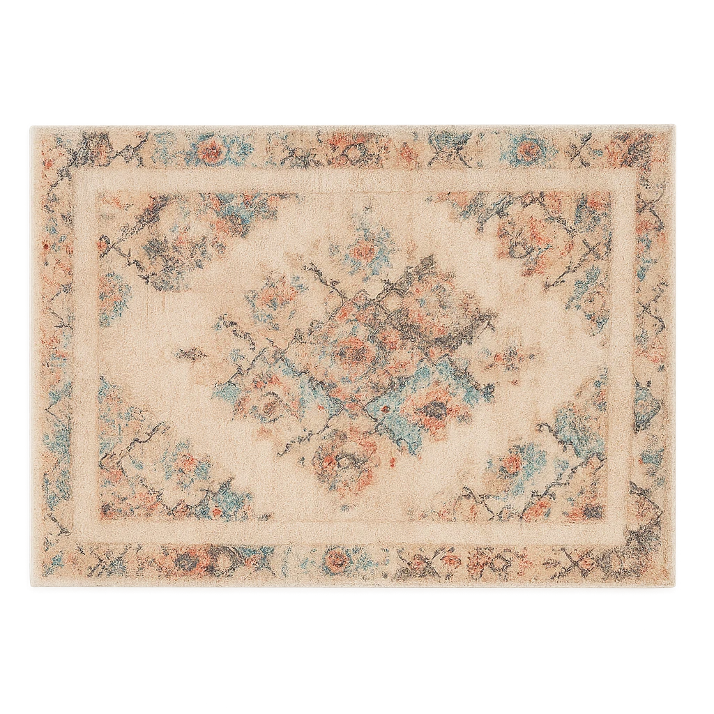 Tapis Extérieur Bohème Beige À Motifs Vintage-Déco Bohème