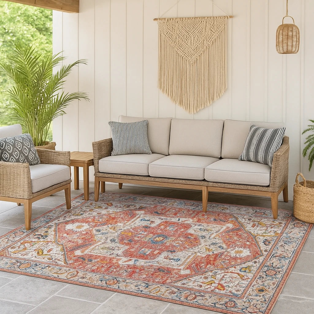 Tapis Extérieur Oriental Rouge Bohème-Déco Bohème
