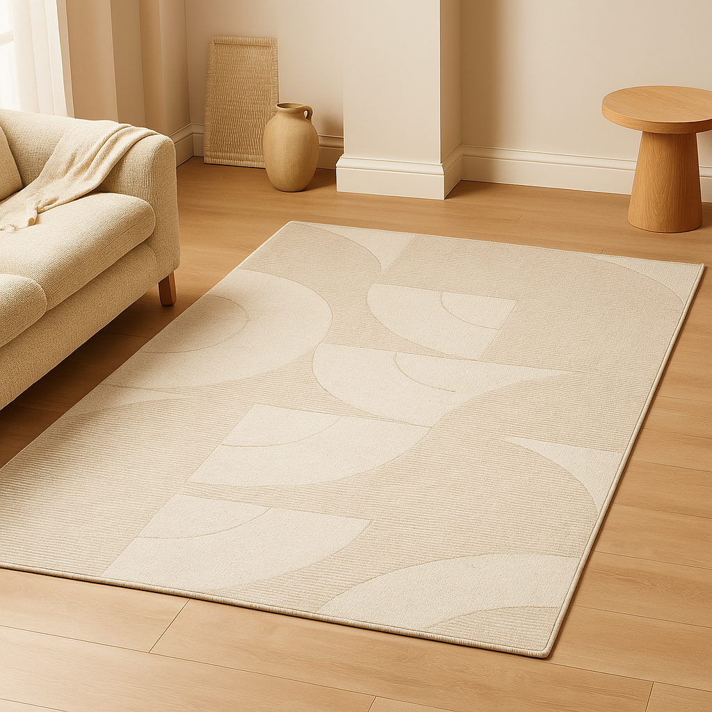 Tapis Salon Beige Géométrique Salon Bohème Chic-Déco Bohème