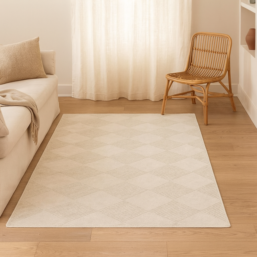 Tapis Beige Motifs Géométriques Boheme