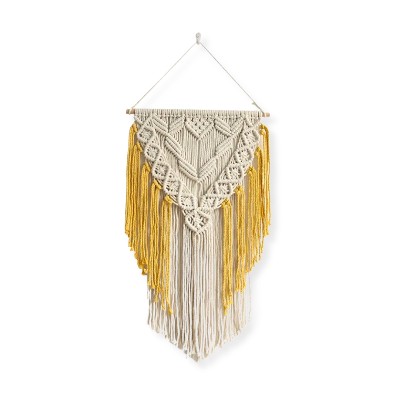 Tapisserie Murale Macramé Jaune Bohème-Déco Bohème