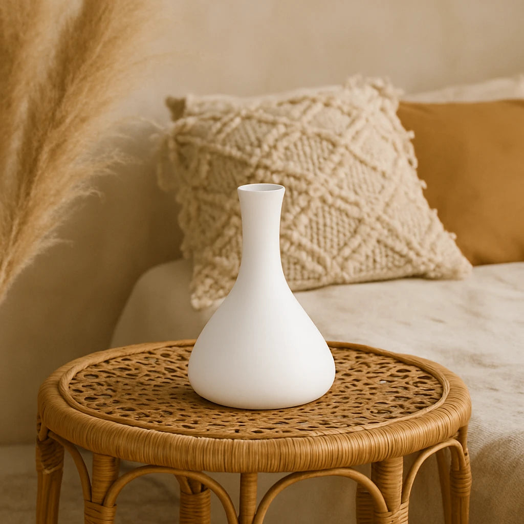 Vase En Céramique Blanc Décoratif Nordique Élégant-Déco Bohème
