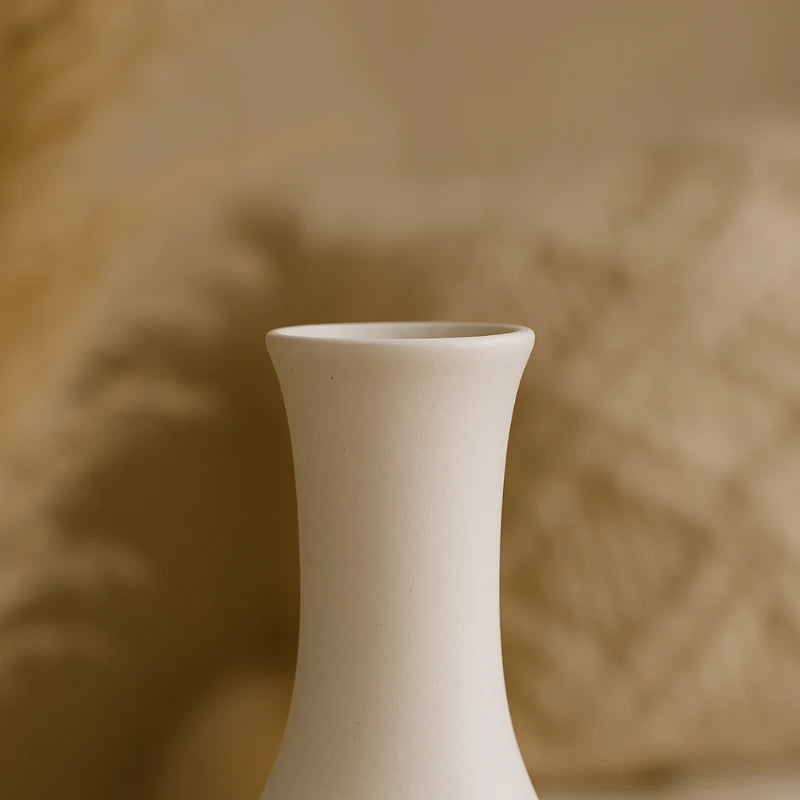 Vase En Céramique Blanc Décoratif Nordique Élégant-Déco Bohème