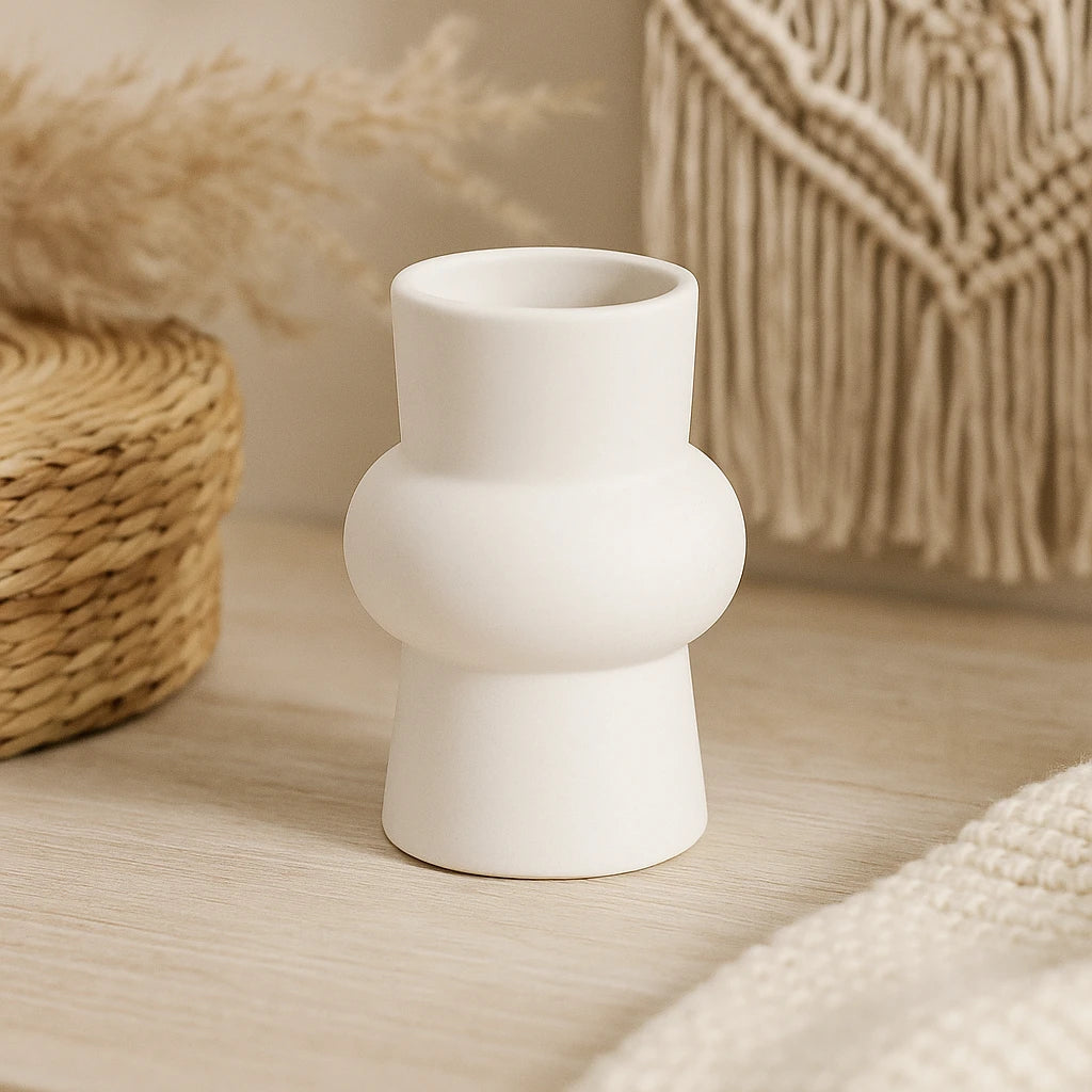 Vase En Céramique Blanc Décoratif Nordique Pour Fleurs-Déco Bohème