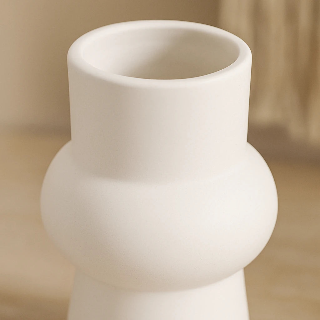 Vase En Céramique Blanc Décoratif Nordique Pour Fleurs-Déco Bohème