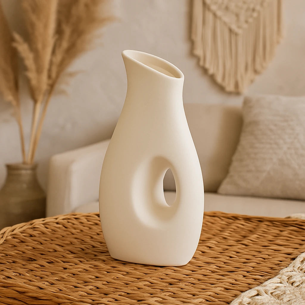 Vase En Céramique Design Nordique Blanc-Déco Bohème