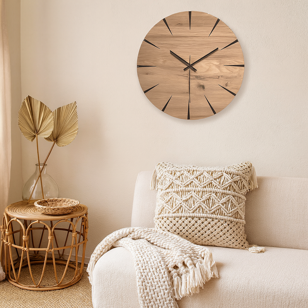 Horloge murale bois design et Style American-Déco Bohème