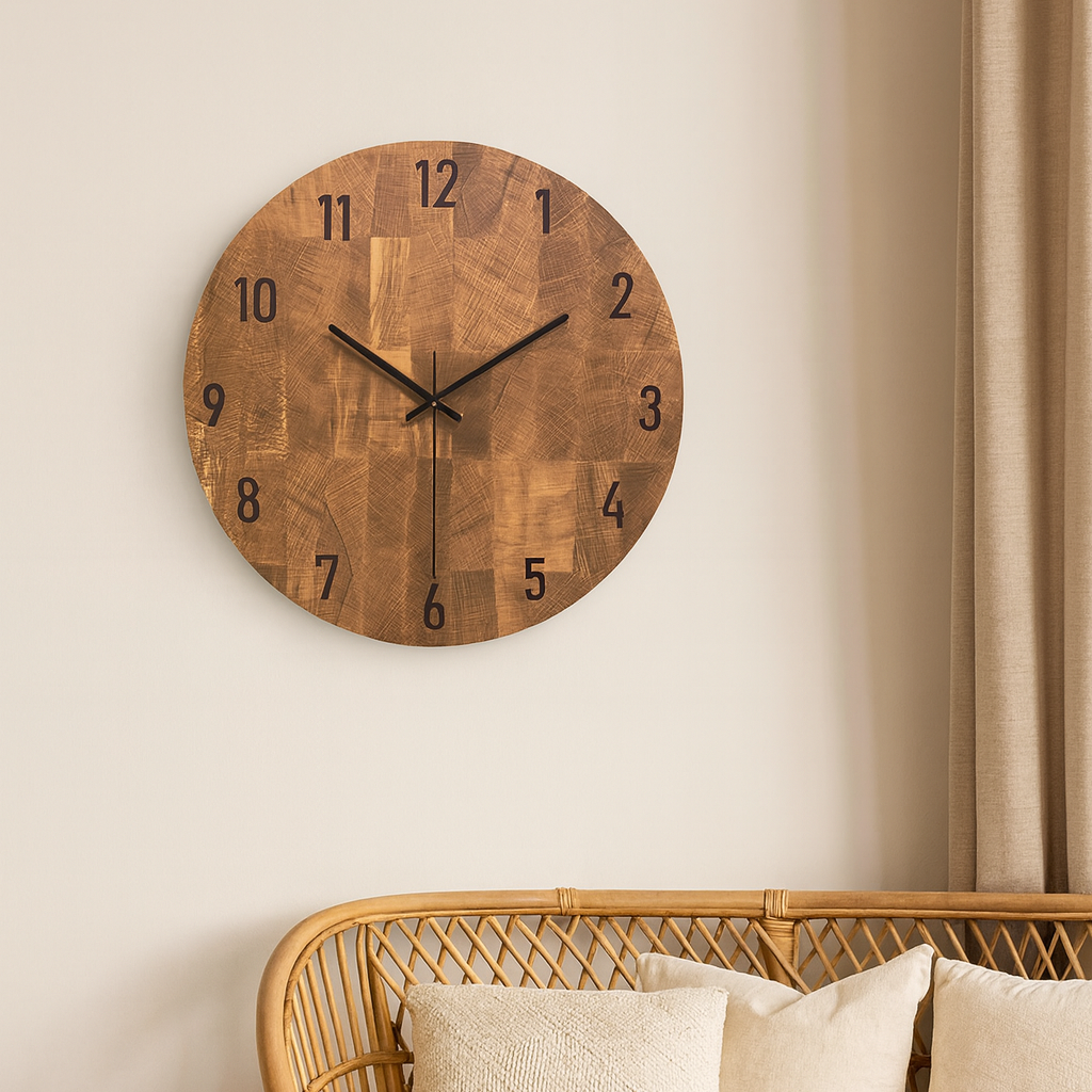 Horloge Murale en Bois Naturel Design-Déco Bohème