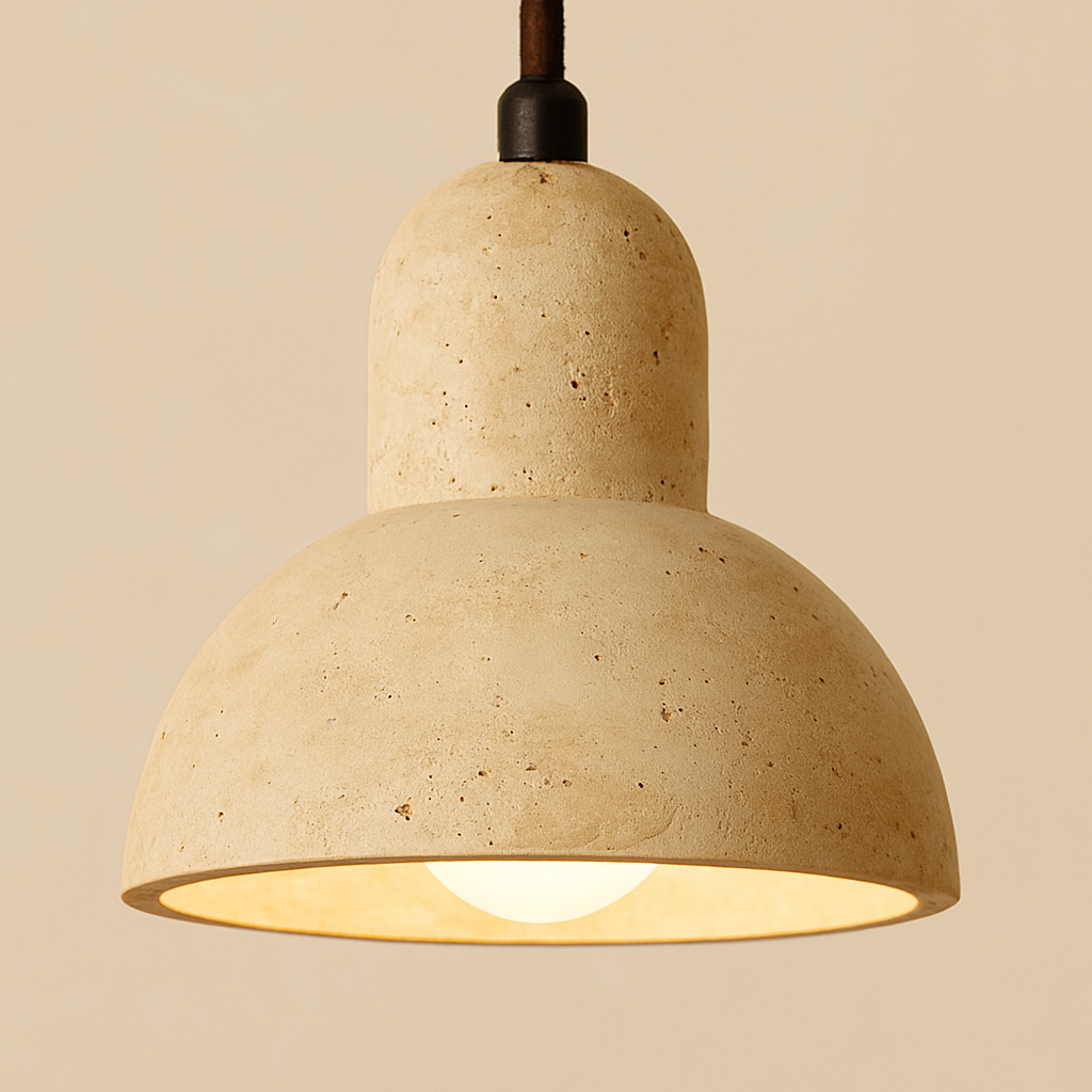 Suspension Boheme en travertin jaune et bois chic-Déco Bohème