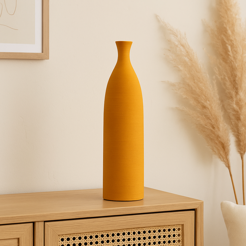 Vase en Céramique Bohème Chic Jaune Solaire