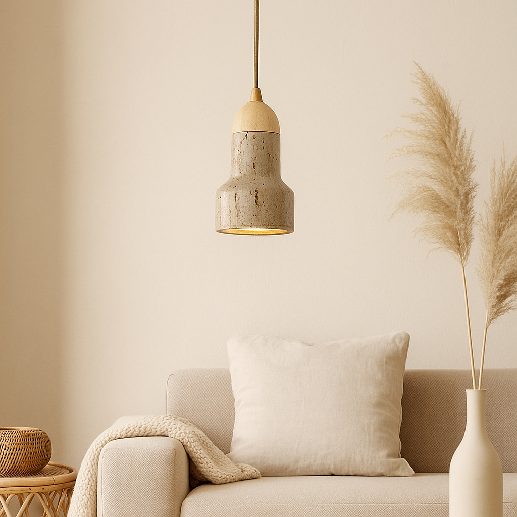 Suspension Minimaliste Bohème travertin jaune-Déco Bohème