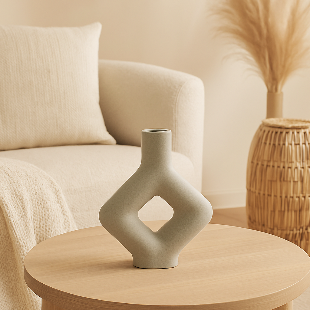 Vase Céramique Motifs Géométriques Ajourés-Déco Bohème