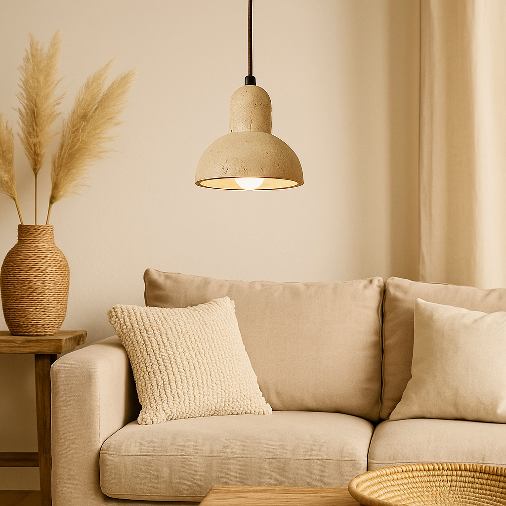 Suspension Boheme en travertin jaune et bois chic-Déco Bohème