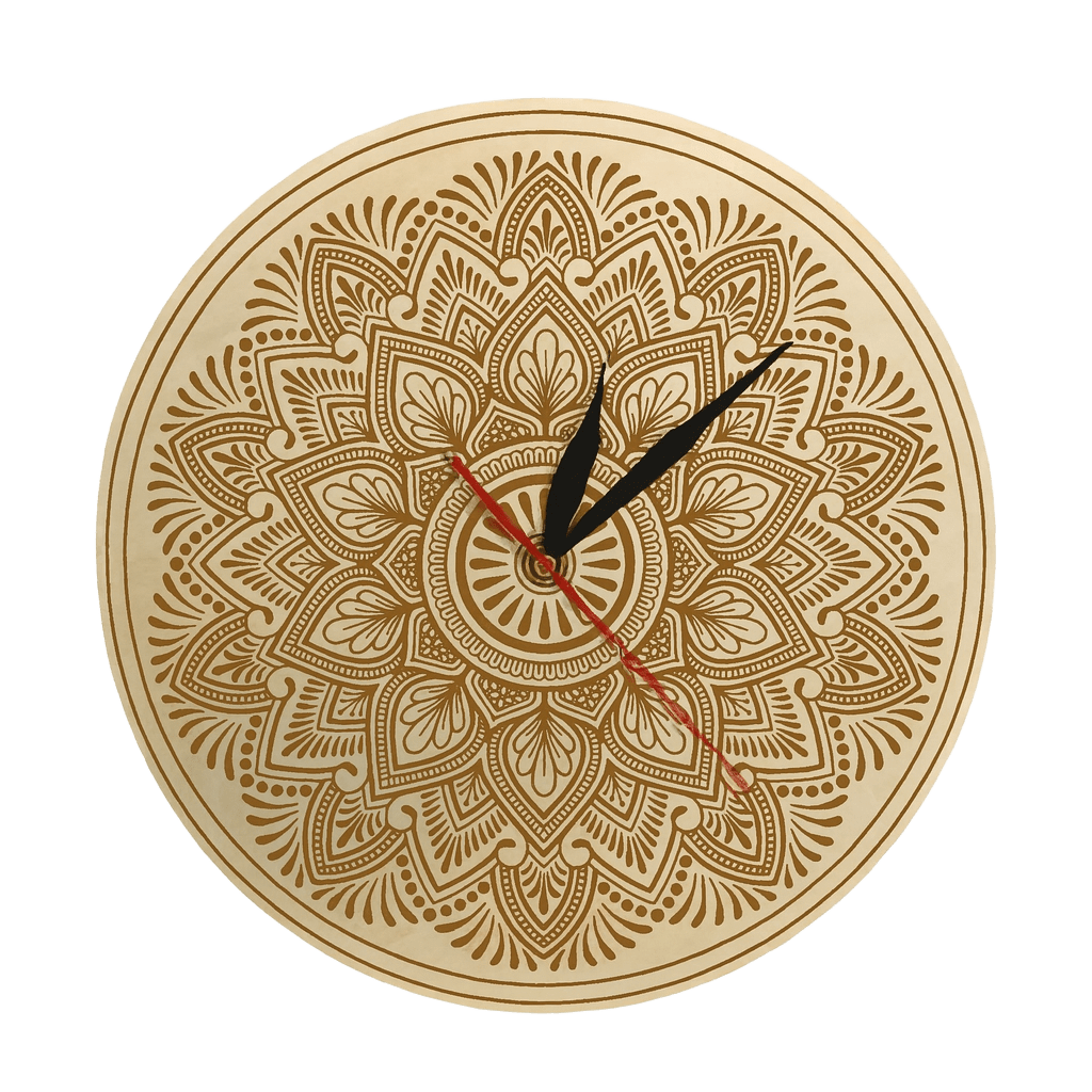 Horloge Murale Mandala Fleur en Bois Silence Design-Déco Bohème