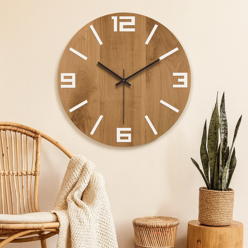 Horloge en Bois Chiffre en Blanc bohème-Déco Bohème