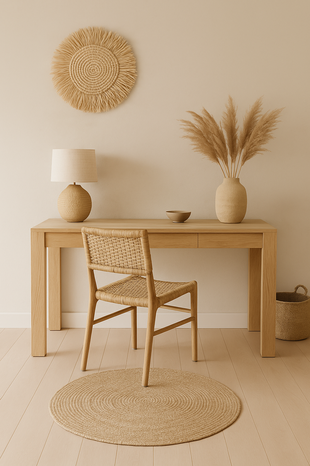 Pouf Bas En Imitation Rotin 40x41cm-Déco Bohème