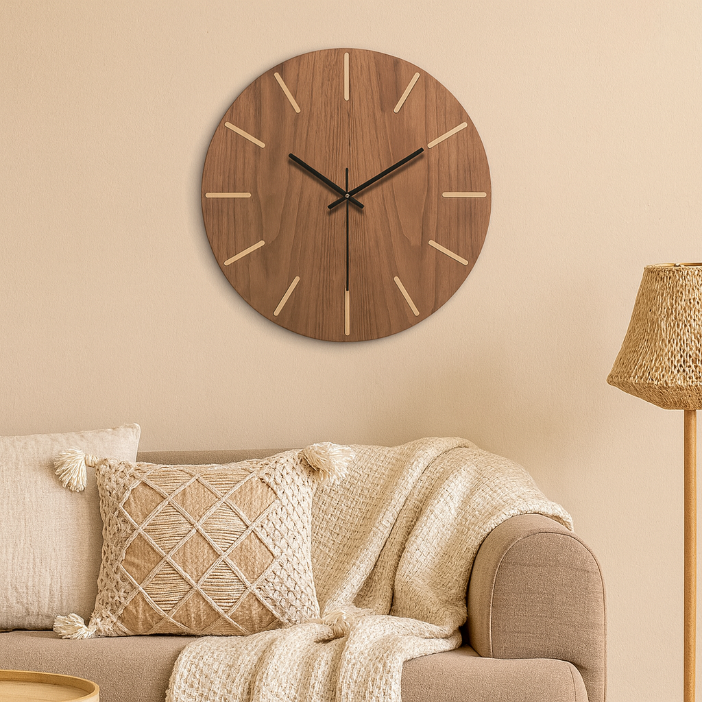 Horloge Super Minimaliste en Bois Bohème